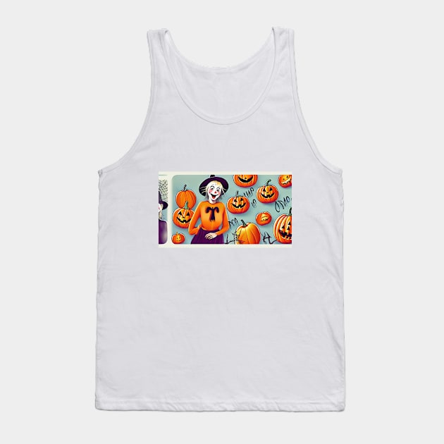 Cat in Pumpkin Patch Tank Top by Tee Trendz